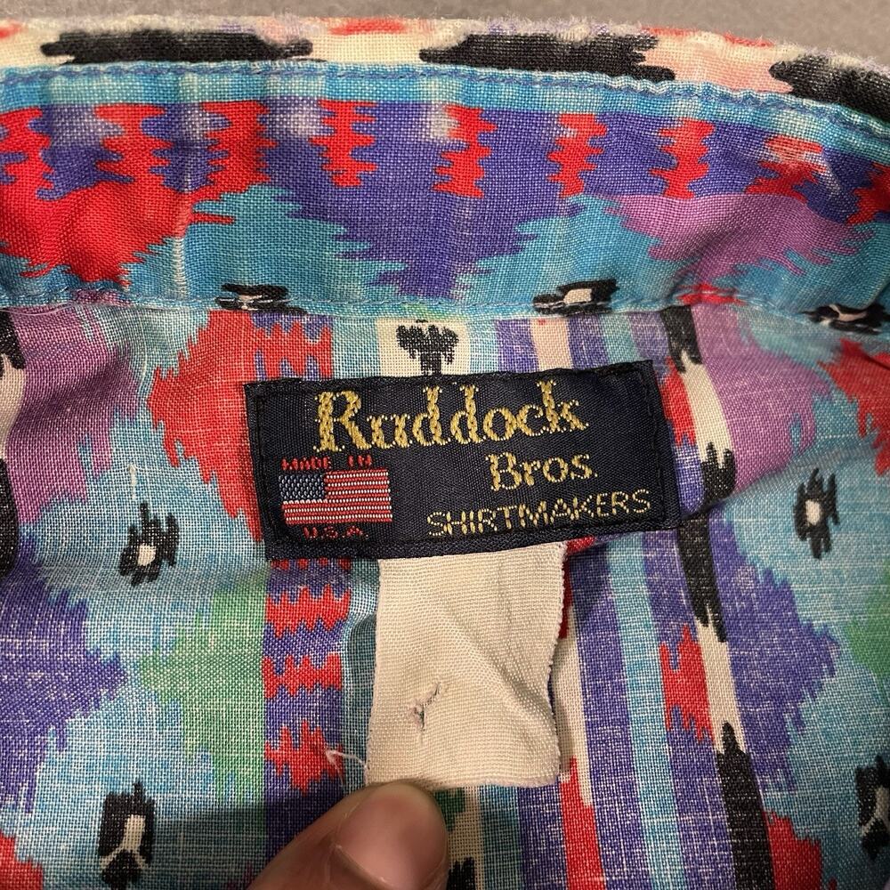 Ruddock Bros Shirt Multicolor Men L Western Aztec Button Up Vintage USA - Picture 7 of 10